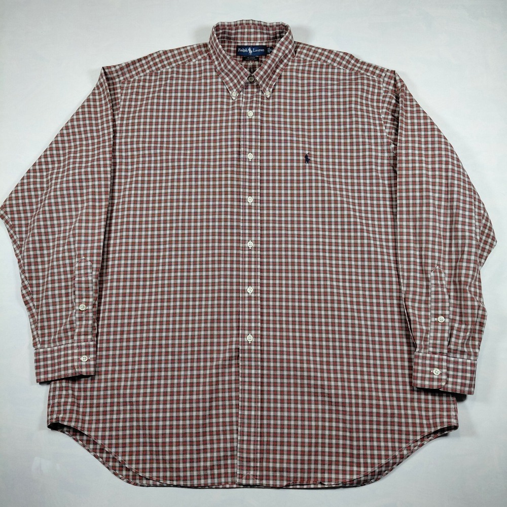 Ralph Lauren Blake Cotton L/S Oxford Check Plaid Button Down Shirt Mens XL Pony - Picture 3 of 8
